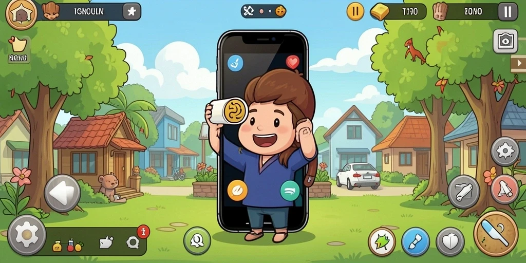 Screenshot menunjukkan petualangan seru di level baru.